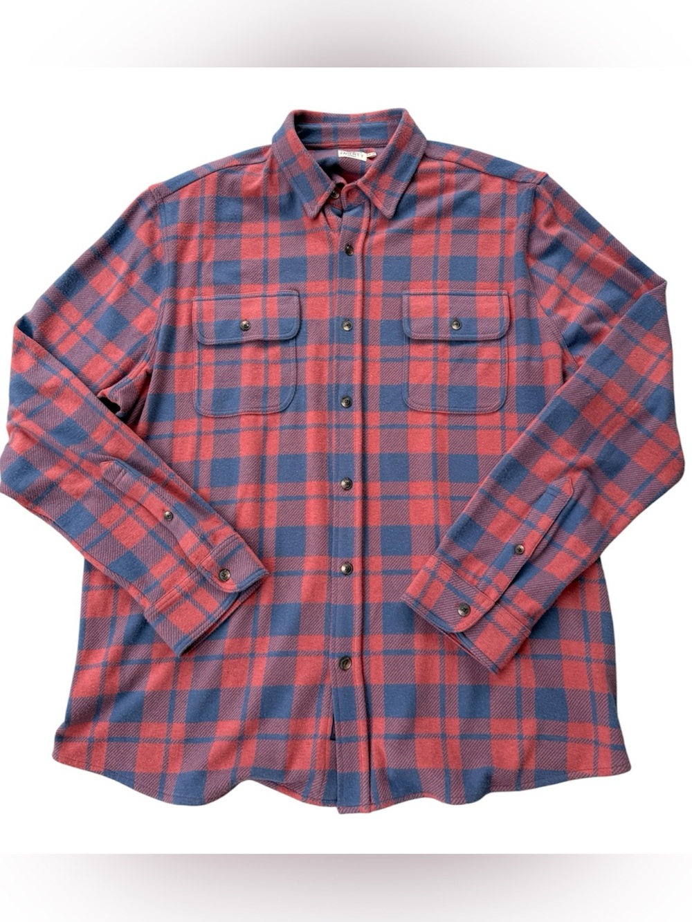 Faherty Brand Legend Sweater Shirt Men XXL Rose/Blue Plaid Flacket Shacket